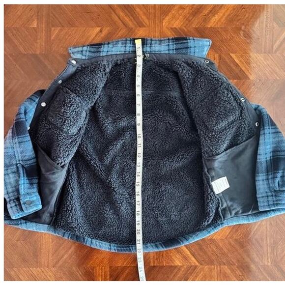 Member’s Mark Blue Plaid Sherpa Lined Flannel Shacket Boys Size M-Size 6/7 - Picture 4 of 12